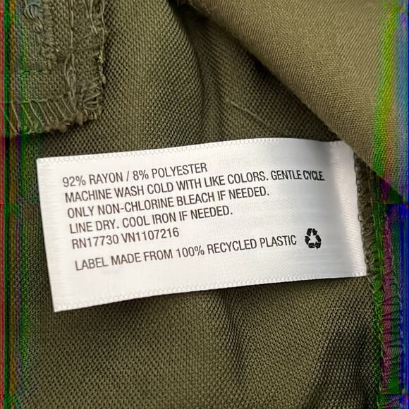 A New Day Ankle Pants Olive Army Green Rolled Cuffs Center Seam High Rise - Picture 4 of 11